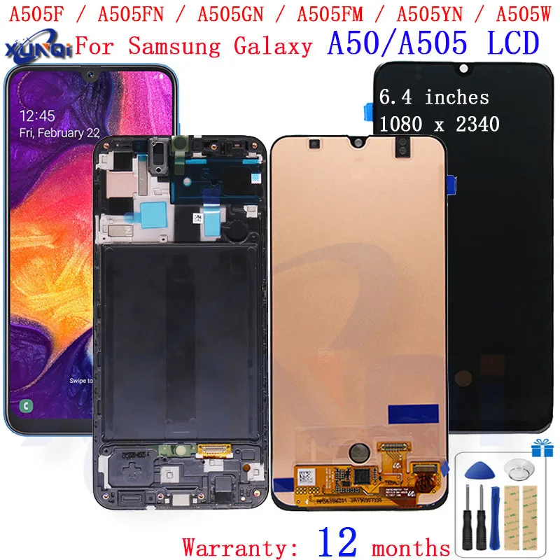 

For Samsung Galaxy A50 SM-A505FN/DS A505F/DS A505 LCD Display Touch Screen Digitizer Assembly With Frame For Samsung A50 lcd