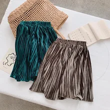 Г. Осенне-зимняя детская бархатная юбка Детская плиссированная юбка милые юбки-пачки для малышей и подростков длинные брюки для девочек