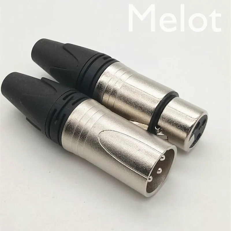 

XLR Microphone Plug 3 Pin Nickel Plated Female Male Connector 100pcs