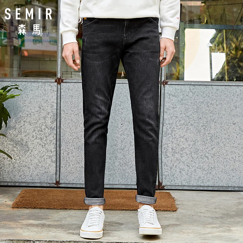 Semir, черные джинсы, мужские, брендовые, новые, подходят, прямые ноги, брюки, молодежные, тянущиеся, удобные, тонкие брюки