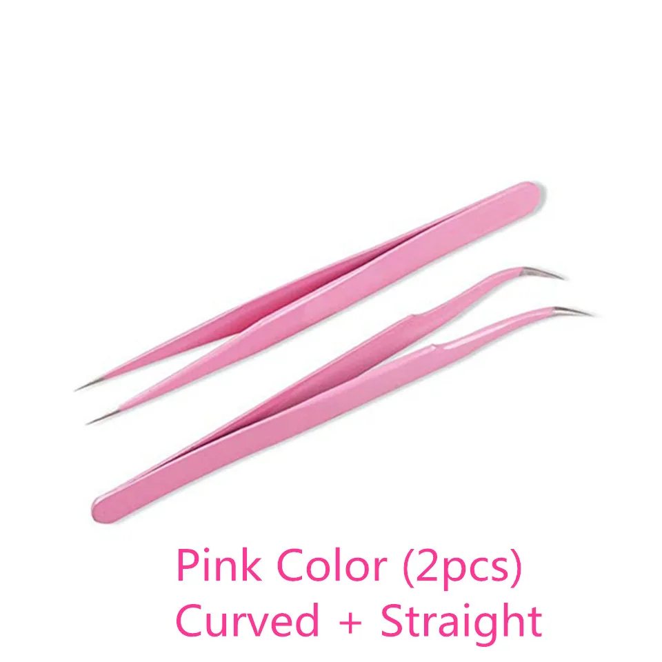 pink curved straight tweezers