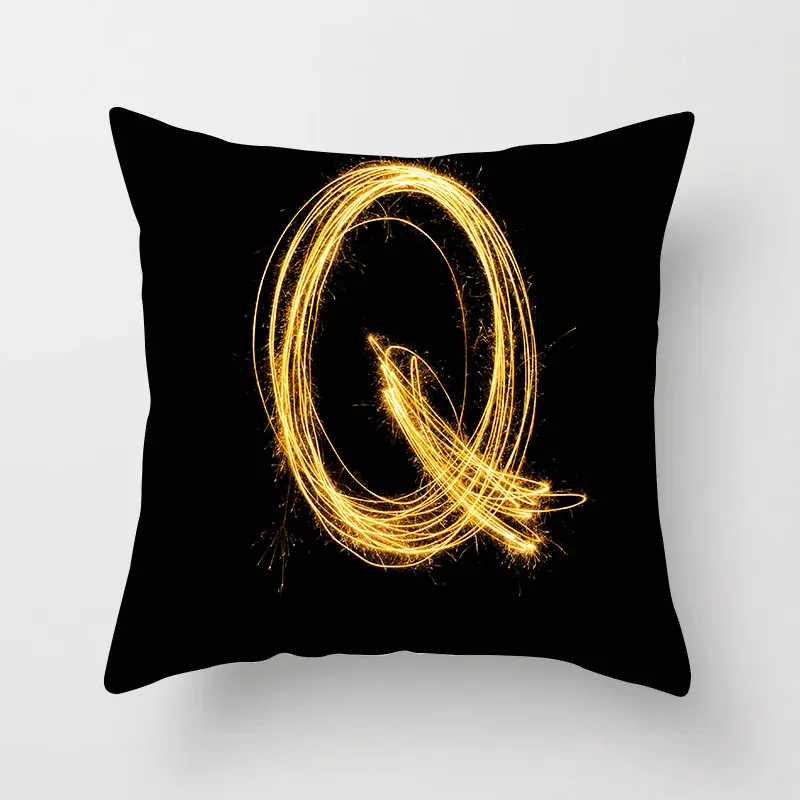 26 алфавитных инициалов чехлы на подушки золотые английские буквы MJ HOME LOVE мягкие чехлы на подушки 45X45 см диванное украшение стула - Цвет: Q