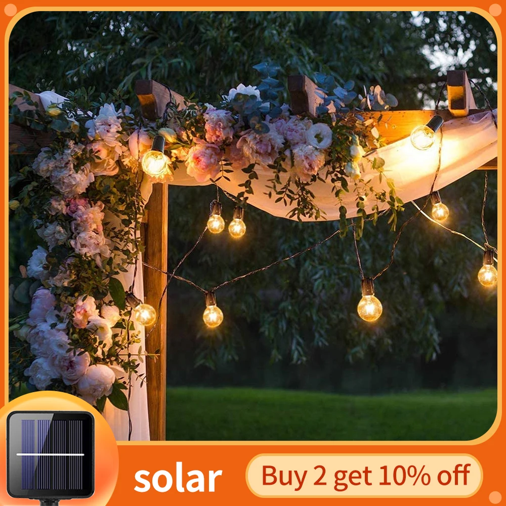 Светодиодная уличная гирлянда на солнечной батарее водонепроницаемый садовый