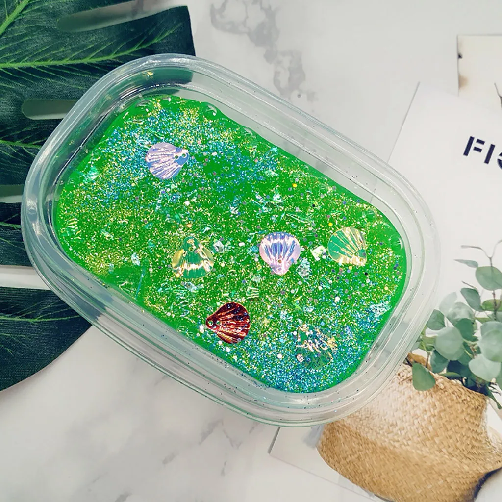 Цветные пушистые слизи игрушки Полимерная глина игрушки DIY яркий цвет хрустальная глина с раковиной аксессуары слизь Детский пластилин игрушка W1003