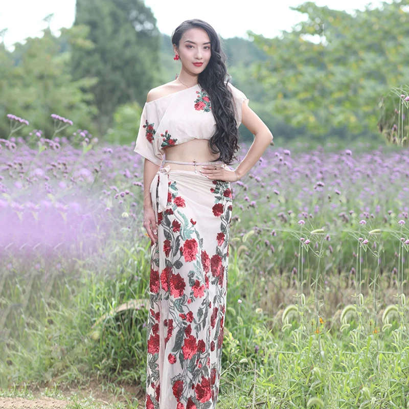 Женский костюм для танца живота комплект из 2 предметов тренировочная одежда топ