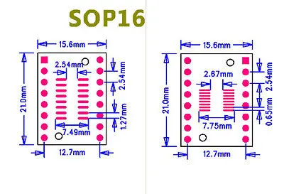 DHL/EMS 200 шт. IC SOP16 SSOP16 TSSOP16 для DIP 0,65/1,27/2,54 мм адаптер конвертер pcb-d2