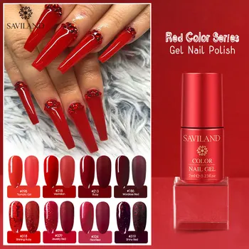 

SAVILAND New Arrival 2019 Nails Red Series Primer Gel Varnish Matte Top Coat Soak Off UV Gel Nail Polish Lacquer Manicure
