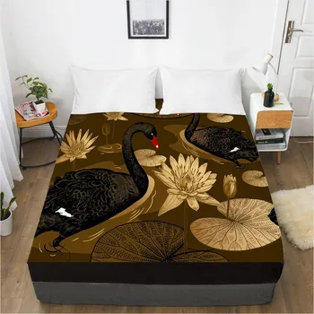 

3D Design Mattress Fitted Cover Fitted Sheet Bed Custom Design Bed Linens Sheets Bedsheet Black Glod Home Textile 90x200cm
