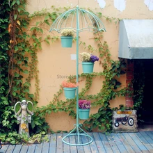 Балконная Цветочная стойка, скандинавский пол, зонтик, железная, многоэтажная, американское окно, цветочный магазин, бар, наружное освещение