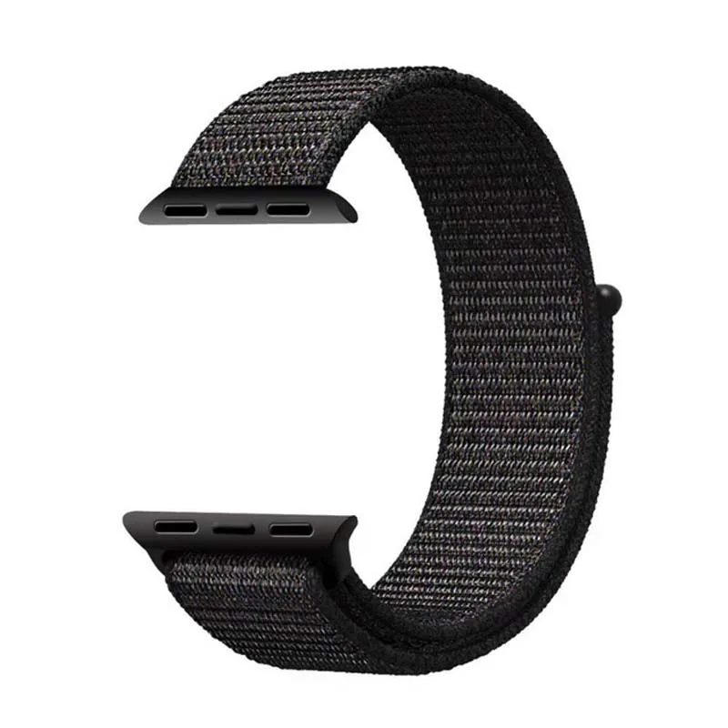 Для мужчин и женщин 38 мм 42 мм 40 мм 44 мм ремешок для apple watch series 1 2 3 4 тканый нейлоновый ремешок для iWatch 4 цветной браслет с узором - Цвет ремешка: Black