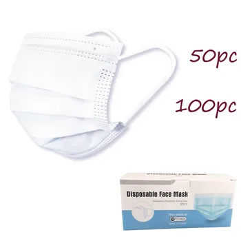 

100/50pc Disposable Face Mask Industrial 3ply Ear Loop Loop Cotton Protect Face Mask Reusable Cover Protection Mascarillas@40
