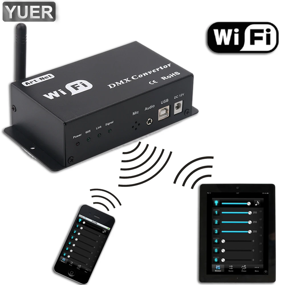 

New WiFi DMX Controller Controlled by Android or IOS System Wifi Multi Point Controller WF310 DMX 512 Signal DJ Equipment
