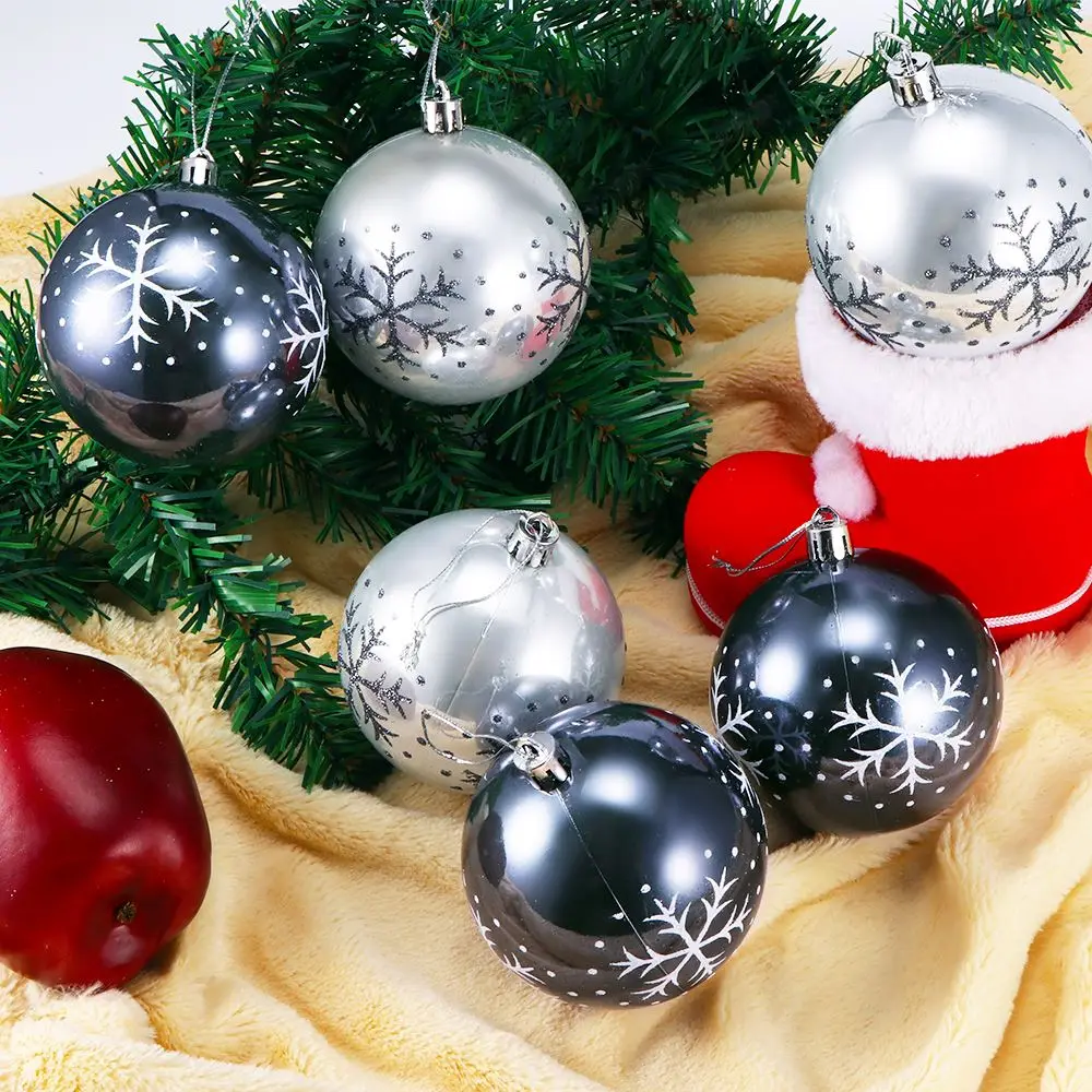 6Pcs/Lot Multicolor Plastic Ball Christmas Tree Ornaments Hanging Pendants Craft New Year Xmas Decor Home Party Decoration