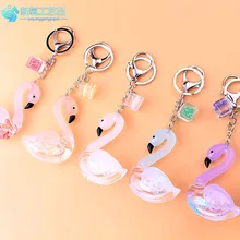 INS корейский стиль милый креативный акриловый зыбучий песок Гусь брелок красочный прозрачный Лебедь Кожа Веревка кулон