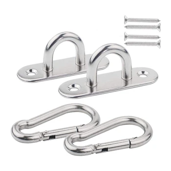 

Hammock Hooks Heavy Duty Yoga Hanging Kit Stainless Steel Pad Eyes Ceiling Hanger Snap Hook Carabiners