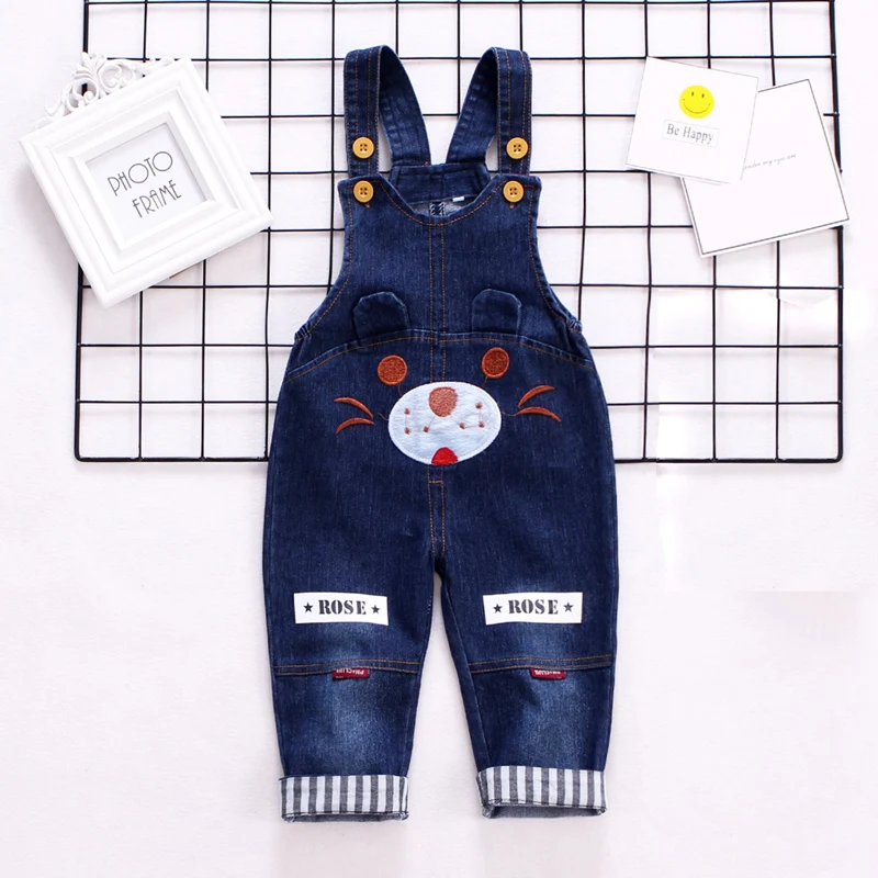  IENENS 1-3Y Girl Boys Jeans Overalls Baby Cartoon Dungarees Toddler Long Pants Kids Boy Denim Jumps