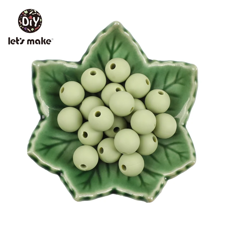 matcha green Let's make/Силиконовые Бусины, 50 шт., 9 мм, прорезыватель для зубов, Детские Прорезыватели, аксессуары для самостоятельного изготовления, цепочка для соски без бисфенола, карамельный цвет, пищевой силикон - Цвет: matcha green