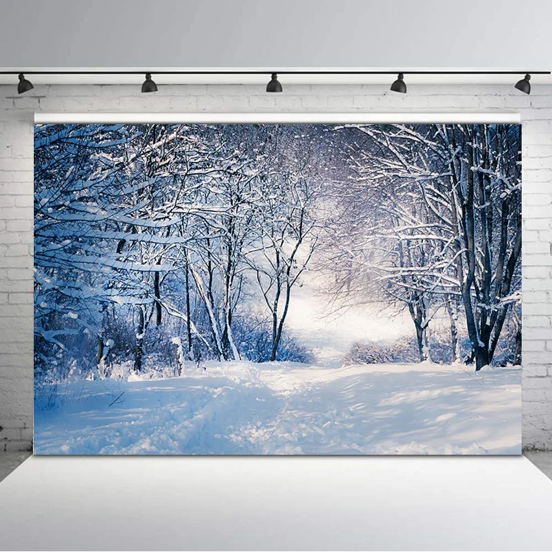 

NeoBack Winter Woodland Backdrop Snowflake Forest Photography Backdrops Natural Scenery Photo Props Studio Booth Background
