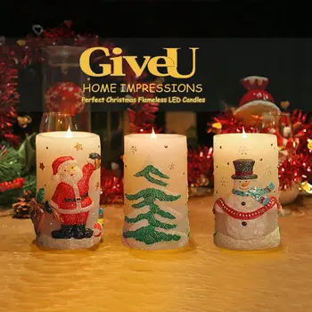 

LED Timing Electronic Candle Light Santa snowman christmas tree Candle Night Light for Wedding Christmas Decoration