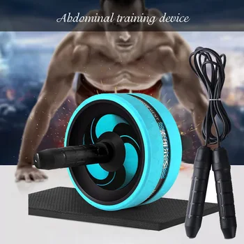 

Quiet Abdominal Wheel Roller Jumping Rope Waist Leg Exercise Gym Fitness Tool With Mat 2 In 1 Roller & Jump Rope