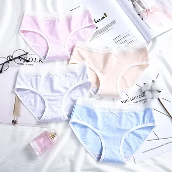 

Comfortable New Women's Seamless Underwear Female Cotton Soft Mid-waist Simple Lace Student Girls Triangle Bottom Briefs Pants