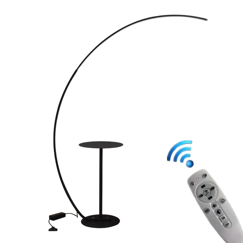 

Mordern Remote Control RGB Colorful LED Floor Lamp with Table Dimmable Corner Fishing Floor Lights for Living Bedroom Decoration