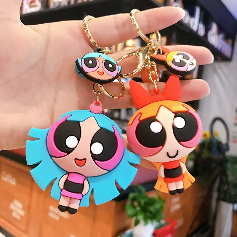 2020 брелки милые Powerpuff девушка фигурку брелок пара сумка кулон мультфильм