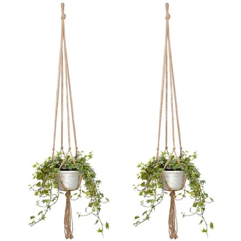 

Hanging Basket Light Beige Macrame Decoration Plant Flowerpots Hemp Rope Garden