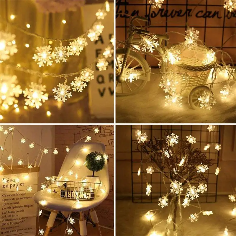 

LED snowflake Light String Twinkle Garlands USB Battery Operated Christmas Fairy Light Holiday Party New Year Wedding Decor