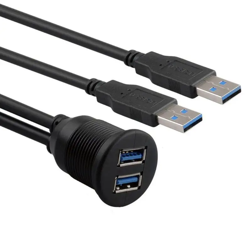 Удлинительный кабель с двойным USB 3,0 «папа» на USB 3,0 «мама» для крепления на приборной панели автомобиля