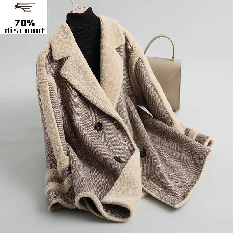 

Luxury Warm Winter Wool Fur Coat Female Fashion Long Wool Jackets for Women Abrigos Mujer Invierno 2020 38006-3 WYQ3842