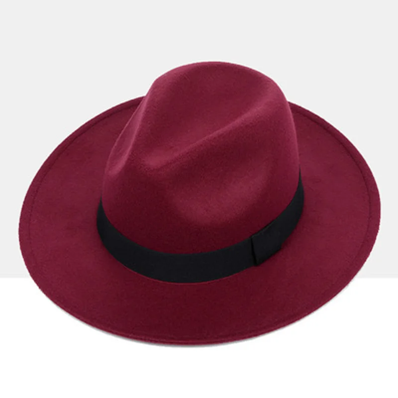YOYOCORN, зимняя модная шерстяная фетровая шляпа для женщин, черная шапка для мужчин, простая Осенняя Женская модная джазовая Кепка с широкими полями - Цвет: 2