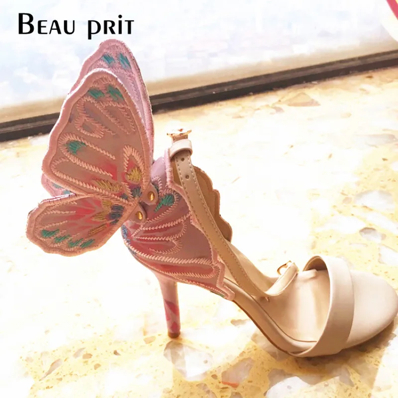 

3D Print Embroidered Women Butterfly Sandals Shoes High Heels Ankle Strap Colorful Summer Sandals Dress Party Fashion Shoes