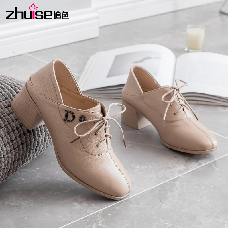 Новинка Обувь из натуральной кожи Женская Осенняя обувь на толстой подошве с