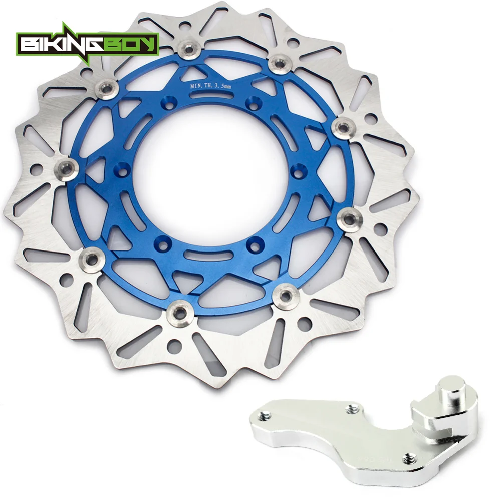 BIKINGBOY 320 мм передние тормозные диски роторы Brakcet для Suzuki DRZ400E 00-08 DRZ400S 00-09 RM 125 250 96-09 SV 125 SM 05-06 - Цвет: Blue Silver
