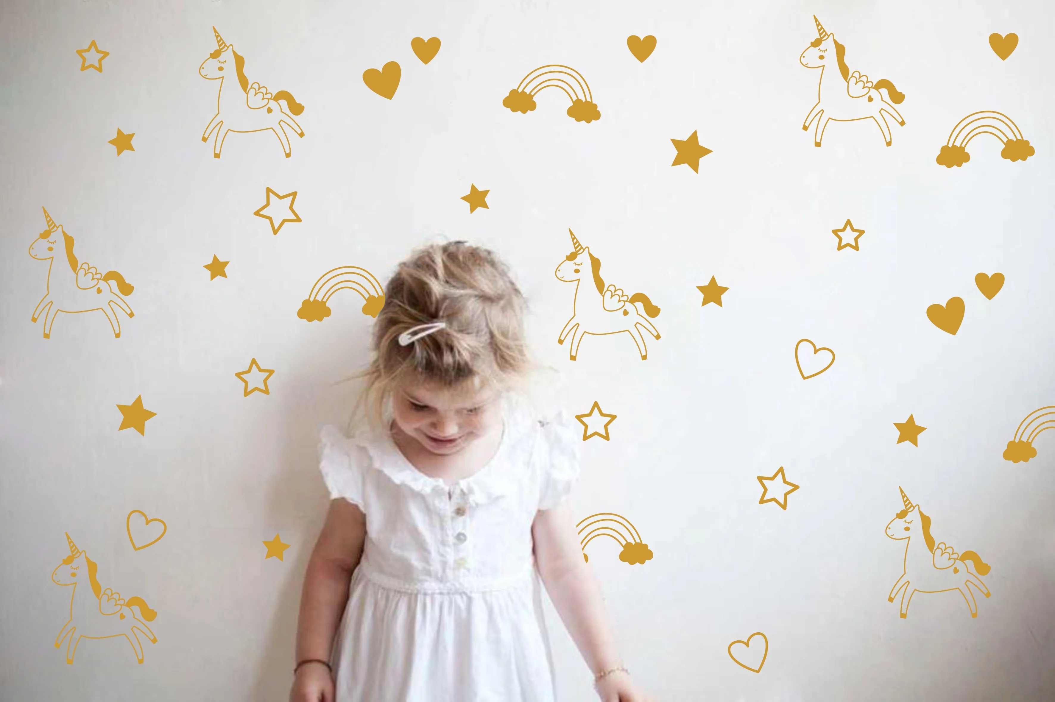 Unicorn Rainbow Star Heart Wall Decal Removable Vinyl Stickers for Baby Kids Boys Girls Bedroom Nursery Decor(S24) | Дом и сад