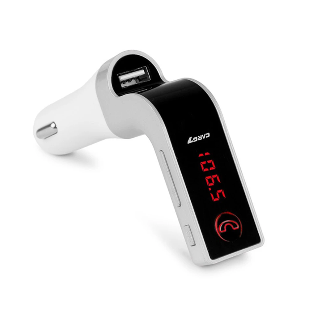 4-в-1 Hands Free Беспроводной Bluetooth FM передатчик G7+ AUX модулятор Автомобильный комплект MP3 плеер SD USB ЖК-дисплей автомобильные аксессуары 4 - Название цвета: Серебристый