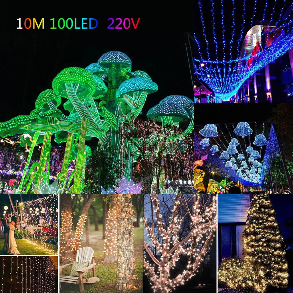 10 м 5 м 100Led 40Led гирлянда Рождественская елка Сказочный светильник Luce водонепроницаемый домашний сад вечерние праздничные украшения#25
