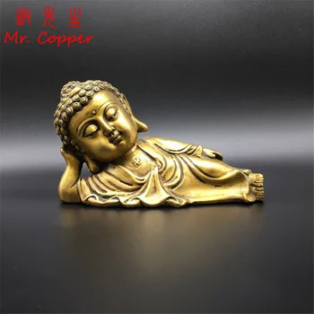 

Pure Copper Shakyamuni Figurines Bronze Sleeping Buddha Statue Ornaments Studying Room Desk Decorations Gifts Home Decor Display