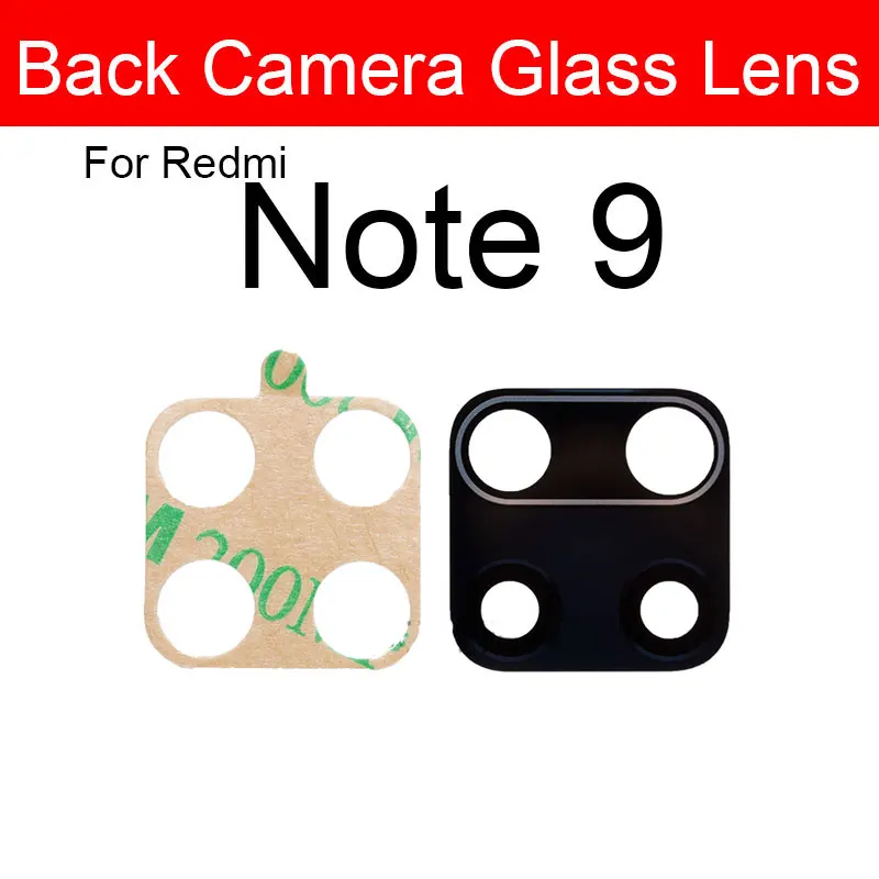 Back Camera Glass Lens+Frame Holder For Xiaomi Redmi Note 9 9s Note 9 Pro 5G Main Rear Glass Lens With Adhesive Sticker Glue 