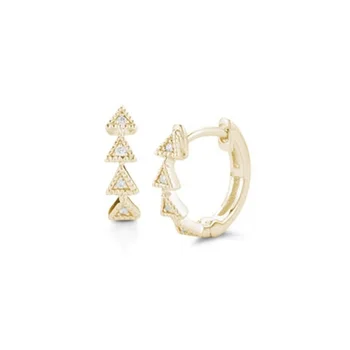 

LOZRUNVE Boheme 925 Silver Jewelry Women Pave CZ Triangle Huggie Hoop Earring 2020