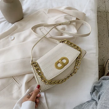 

Stone Pattern PU Leather Crossbody Bags For Women 2020 New Brand Chain Lock Lady Shoulder Handbags Female Travel Cross Body Bag