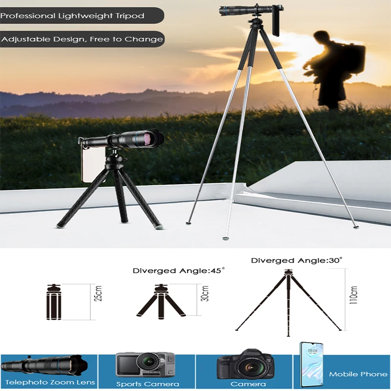 APEXEL 60x Super Telephoto Zoom Phone Lens 36X 28X Monocular Telescope For Smartphone Telephoto Lens For Iphone Xiaomi Huawei