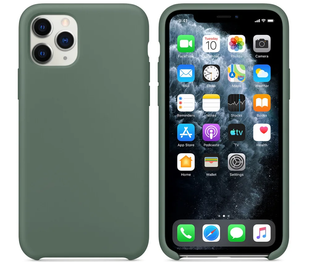 Логотип силиконовый чехол для телефона для iPhone 7 8 6 6s Plus XR X XS Max роскошный чехол s для Apple iPhone 11 Pro Max задняя крышка - Цвет: Pine Green