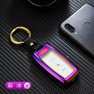 RGB no box Многофункциональный USB прикуриватель автомобильный брелок со светом и настоящие часы USB Зажигалка с коробкой Прямая - Цвет: RGB no box