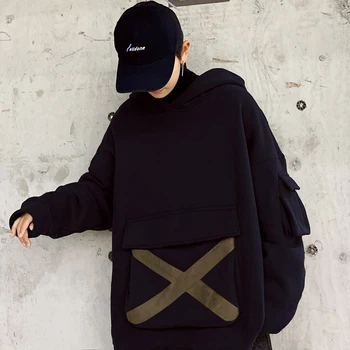 

2019 UYUK Autumn And Winter New Style Cap Art Student Couples Long Sleeve Overalls Male Hoodies Big Size Harajuku Lil Peep