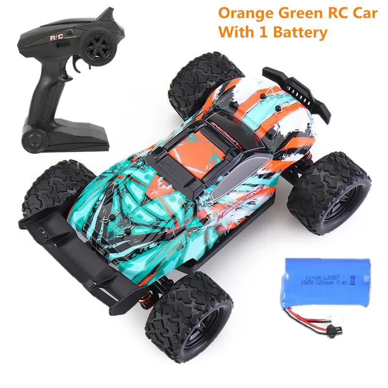 Orange Green 1batter HS18321 Радиоуправляемый автомобиль 4WD 1/18 2,4 г 36 км/ч высокоскоростной пульт дистанционного управления автомобиль дрейф гоночный багги большая нога монстр грузовик детские игрушки автомобили подарок - Цвет: Orange Green 1batter