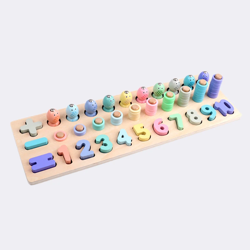 

Wooden Toys Digital Matching Fishing Board Toy Baby Early Education Teaching Math Toys for Children Preschool Toys