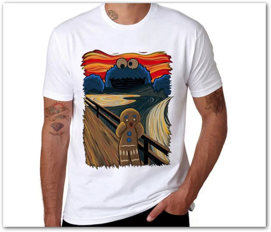 Cookie Monster Printed Cotton Men T shirt triki sesame street Cartoon t men Unisex New Fashion tshirt free shipping 2019 |