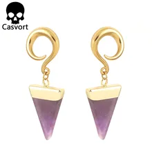 Casvort 2 шт. Новое поступление Висячие затычки для ушей ушной туннель из нержавеющей стали золотые ушные весы с крючком пирсинг измерительные приборы пара